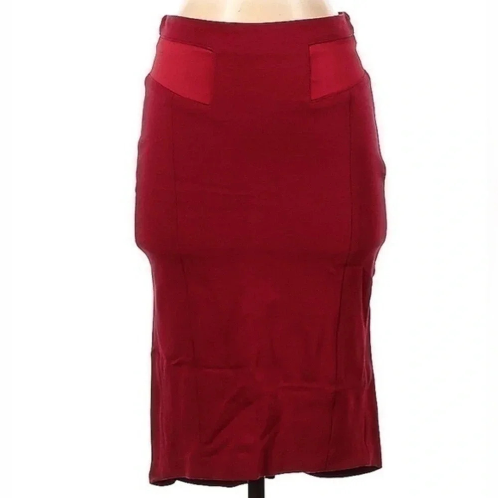Bebe | Shabby Chic Red Bodycon Midi Pencil Skirt Size 0 NWT XS XXS